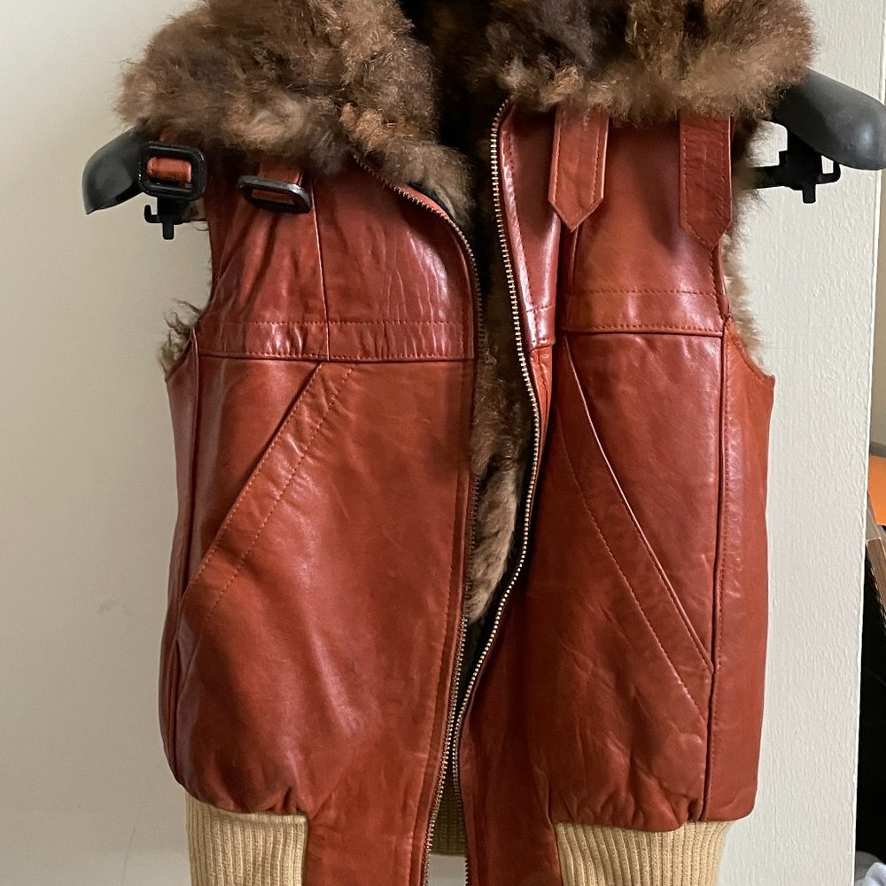 Rabbit Fur Leather Vest